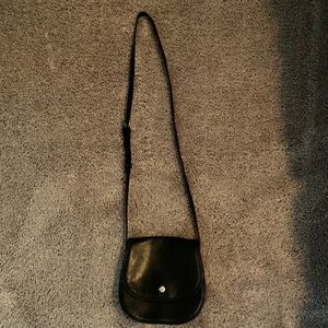 Black genuine leather crossbody purse